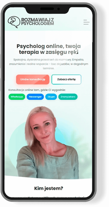 strona internetowa dla psychologa - mobilna wersja