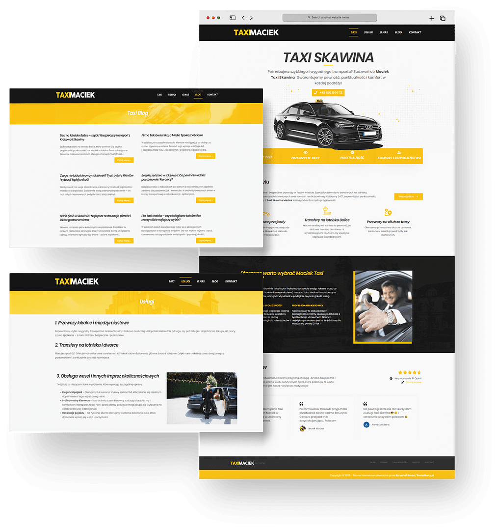 strona internetowa dla taxi