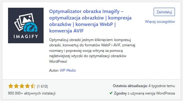 Imagify – wtyczka do optymalizacji obrazów w WordPress, kompresja i konwersja WebP